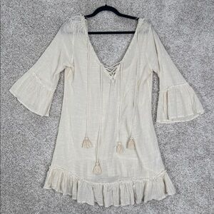 Z&L Europe handmade feather light sheer cover up dress - large